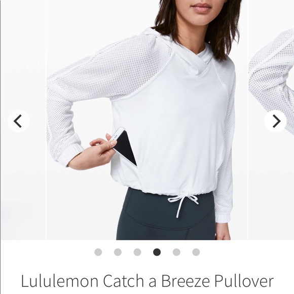 Size 2 White Lululemon Catch a Breeze Cropped Pullover Running Hoodie - Picture 2 of 10